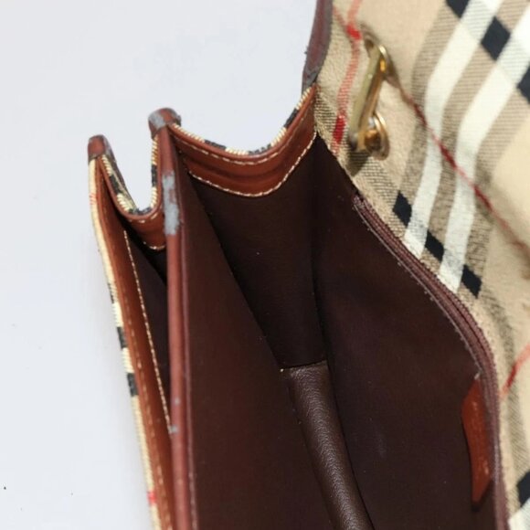 Burberrys Nova Check Shoulder Bag PVC Beige Brown gold Auth 110829 - Picture 12 of 16